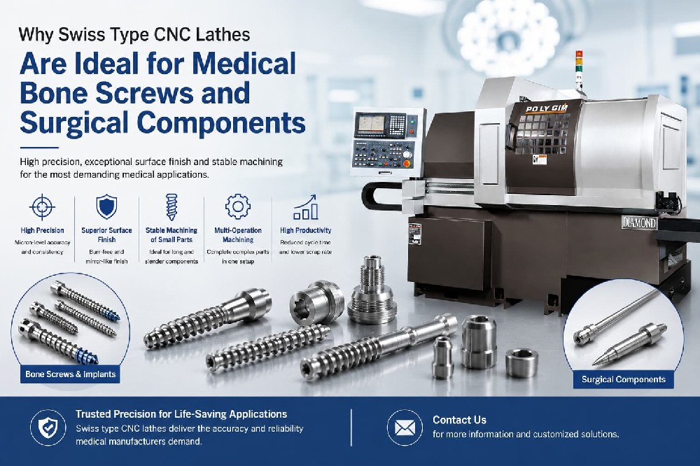 Why Swiss Type CNC Lathes Are Ideal for Medical Bone Screws and Surgical Components